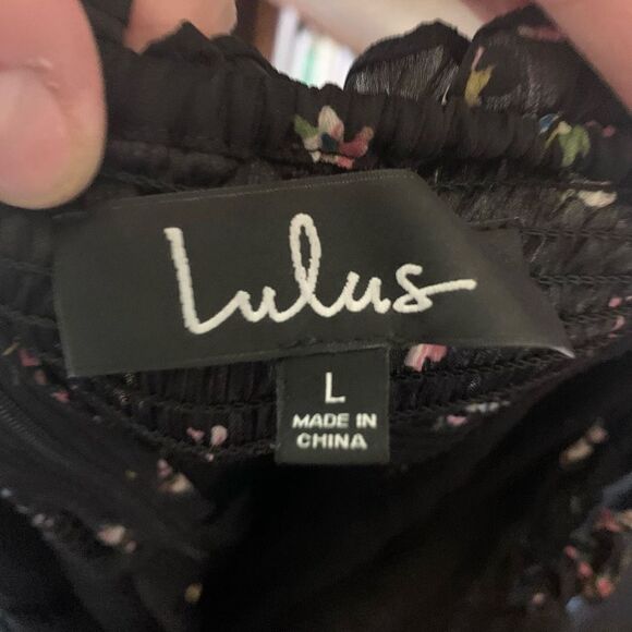 Lulu’s In the Garden black pink barbiecore floral L skater dress - Picture 4 of 4